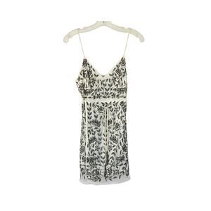 Genevieve Beaded Wrap Mini Dress - White/Silver - S